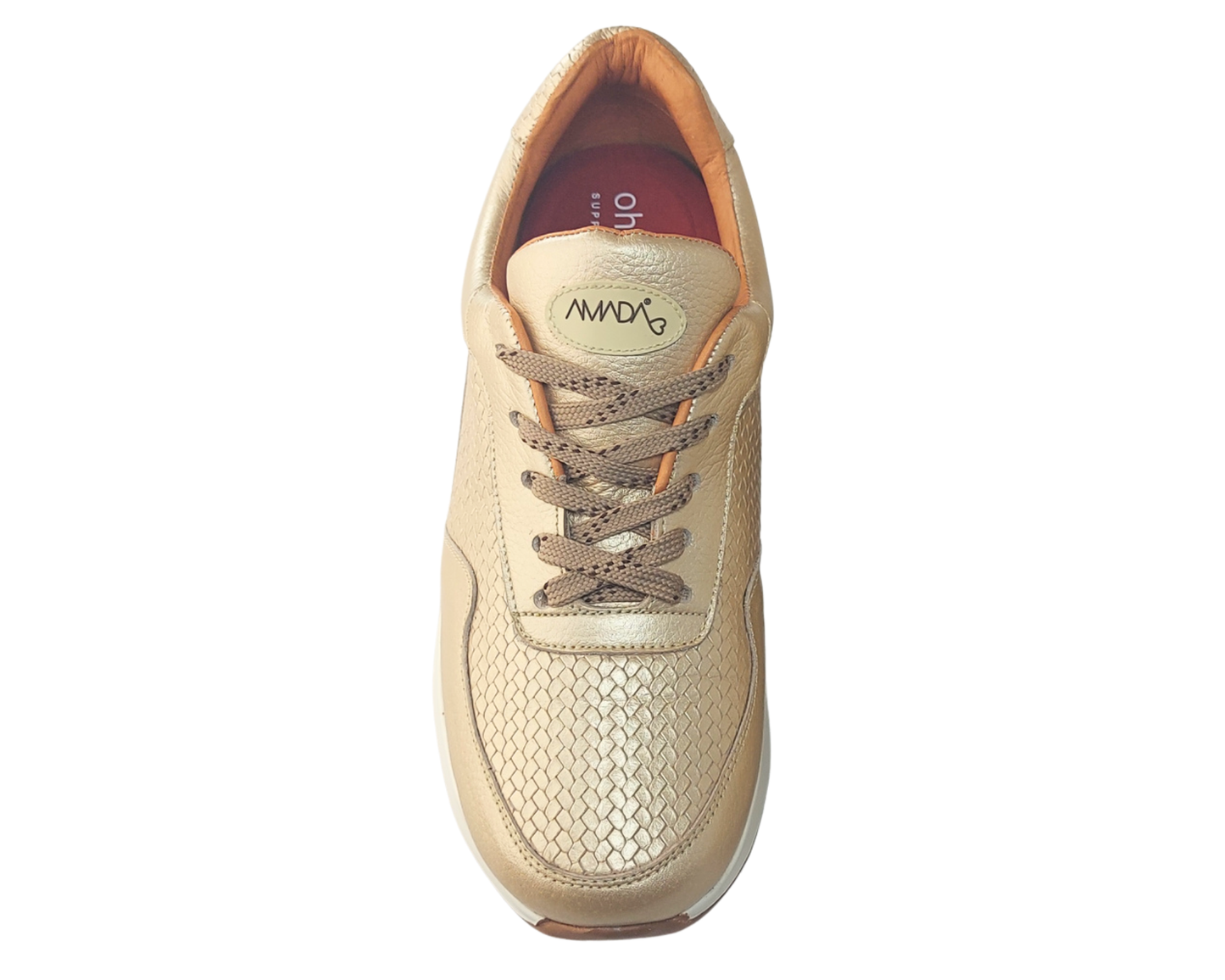 Frida Oro · Tenis 100% Cuero con Soporte Ortopédico